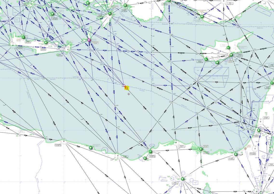 Het toestel verdween van de radar op zo'n 7 mijl van het reporting point KUMBI, de grens tussen het Griekse en Egyptische luchtruim.